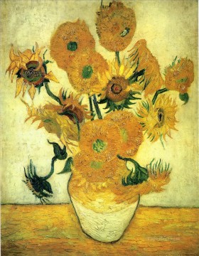 sunflowers Painting - Still Life Vase with Fourteen Sunflowers Vincent van Gogh Impressionism Flowers